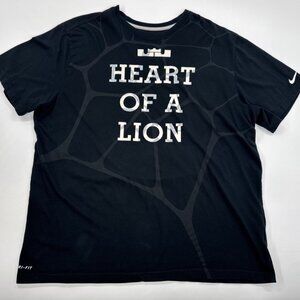 Nike Shirt Mens 2XL Black Lebron James Heart of Lion Graphic Print Tee Dri Fit